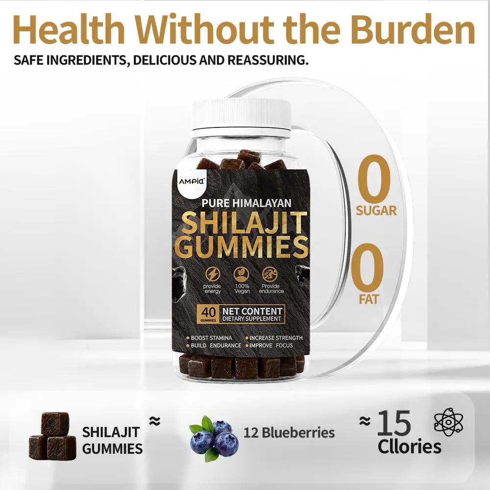 【Buy 1 Get 1 Free】AMPIA Pure Himalayan Shilajit Gummies 2-Pack, 80 Total Gummies, 400mg Shilajit Extract, Sugar-Free, Vegan, Melatonin-Free Dietary Supplement