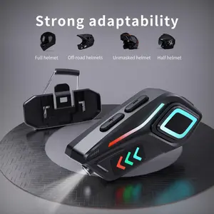 K07 Motorcycle Helmet Bluetooth-compatible Headset with RGB Ambient Lights, Waterproof IPX-8, Compatible with Bluetooth-compatible 5.4 for All Helmets and Devices