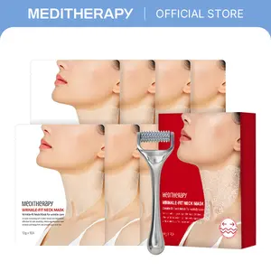 [MEDITHERAPY Official] Neck Lift Pro Care Set (Mask 7EA + Roller) | Korean Collagen Neck Firming & Deep Wrinkle Treatment | Volufiline + Peptides + Adenosine Formula | Anti-Aging K-Beauty for Sagging Skin