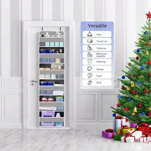 HappyNest 2026 New Arrival 5-Tier Over-The-Door Storage Caddy with 10 Big Pockets, Anti-Tilt Support Bar, 46 lb Max Capacity, Hanging Organizer for Closet, Bathroom & Baby Gear, No Tools Needed