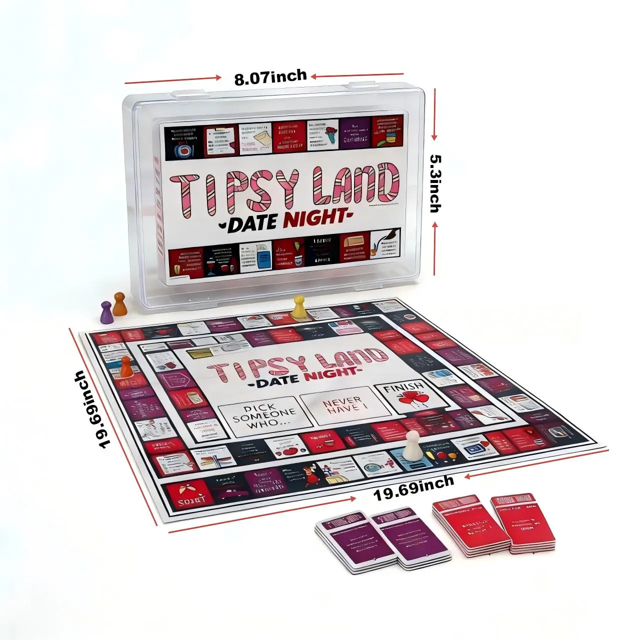 2026 New Upgraded Tipsy Land Adult Party Game Set - 60 Cards, Challenging Gameplay, Premium Plastic Box Storage, Fun Board Game, Ideal for Group Activities & Bachelorette Gifts (Home & Festive Party Supplies)