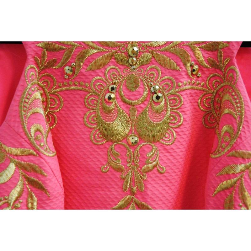 pink and gold Lilly Pulitzer Gold-Embroidered Shift Dress (, 2