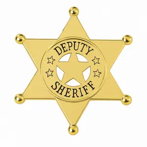 Gold Deputy Sheriff Badges - Western Party Accessories (8-Pack)