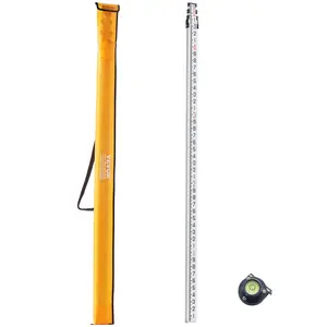 VEVOR Aluminum Grade Rod, 16-Feet/10ths 4 Sections Telescopic Measuring Rod,Double-Sided Scale 1/10ft Leveling Rod Stick,Aluminum Alloy Survey Rod w/ Bubble Level &Carrying Bag for Houses,Walls,Floors