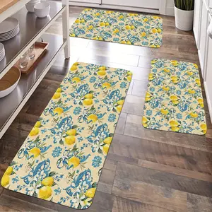JIT 1/2/3 pcs of flannel simple lemon carpet - versatile multi-purpose carpet decoration for various environments. Kitchen carpet set, flannel washable bedside soft carpet, suitable for kitchens, bedrooms, etc.