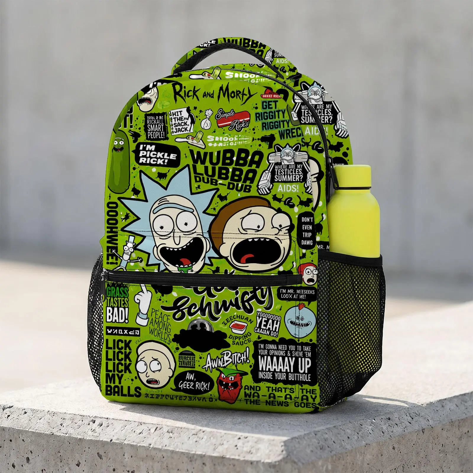 Rick-Morty Large Capacity Cute Cartoon Animal Travel Bag | Heavy Duty School Backpack with Chest Buckle | Kawaii Printed Bookbag for Boys and Girls