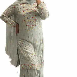 Handwork light grey dress
