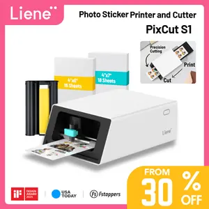 [LIVE ONLY] Liene PixCut S1 All-in-One Photo Sticker Printer & Cutting Machine - Bluetooth Thermal Dye-Sublimation Sticker Maker for DIY Crafts & Personalized Gifts, 300 DPI Prints, AI Auto-Cutting, Smart Design App with AI Creation Tools, Spring Glow Up