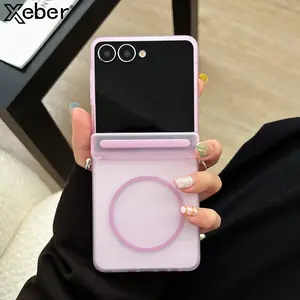 Ultra Thin Frosted Magnetic Phone Case For Samsung Z Flip 7 6 5 flip7 flip6 zflip7 Hinged Protective For Magsafe PC Back Cover Accessories