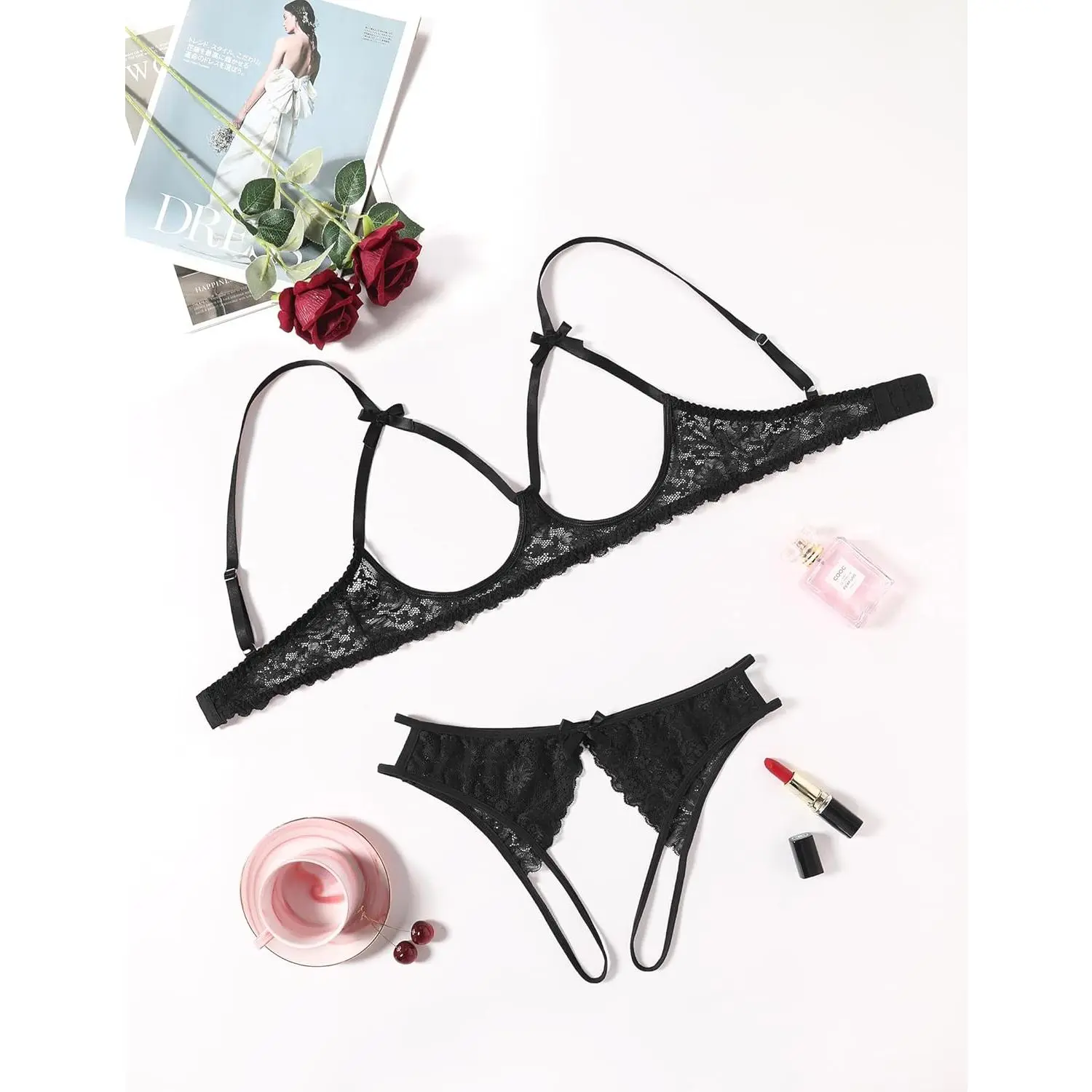 sexy cut out lingerie Anime girl dancing in lace lingerie gif