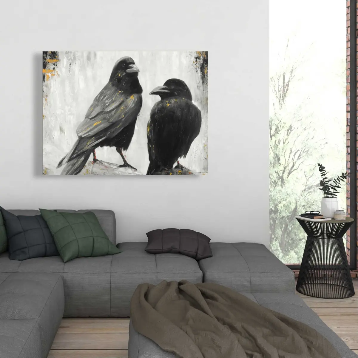 Begin Home Decor C1RC3648Q8JEN0 36 x 48 in. Two Crows Birds - Hyperrealist Canvas Art for Home Decor