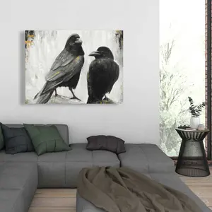 Begin Home Decor C1RC3648Q8JEN0 36 x 48 in. Two Crows Birds - Hyperrealist Canvas Art for Home Decor