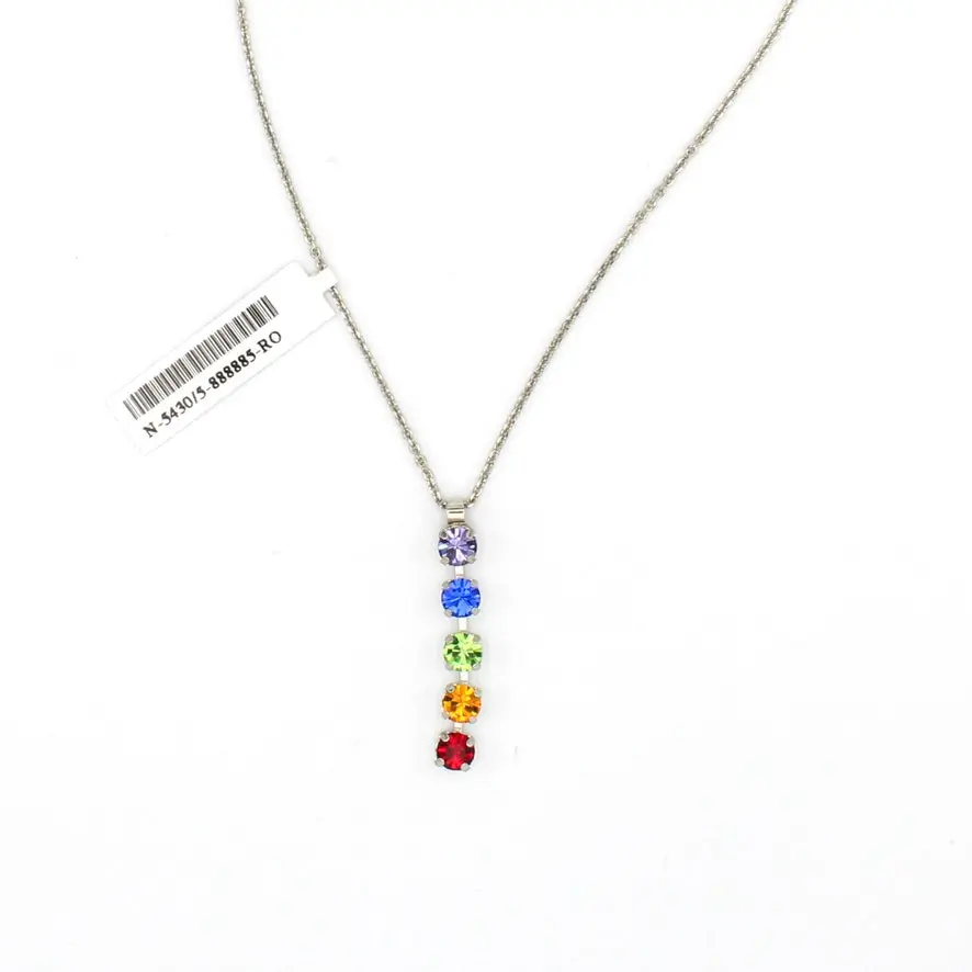 Multi Color 5 Stone Pendant Necklace by Mariana