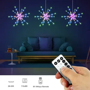 SERBASIC LED Starburst Meteor Flash Light, 112-LED Firework Light with Remote Control, Multi-Modes, IP65 Outdoor Waterproof, Battery-Operated for Home Christmas Decor
