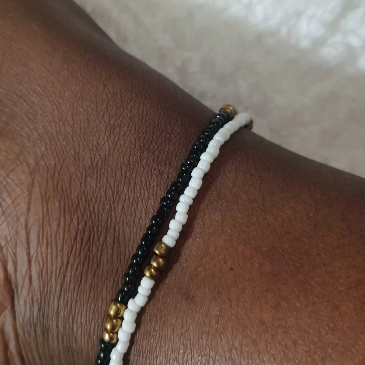 CUTE1  black and white ANKLET Female Anniversary Birthday Daily Engagement
