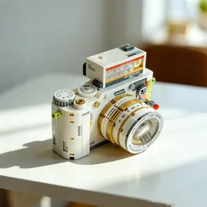 500pcs Retro Film Camera Building Blocks, DIY Assembly Model Toy, Creative Desktop Decoration, Stress Relief Gift for Adults, Birthday Present, Building Blocks Set