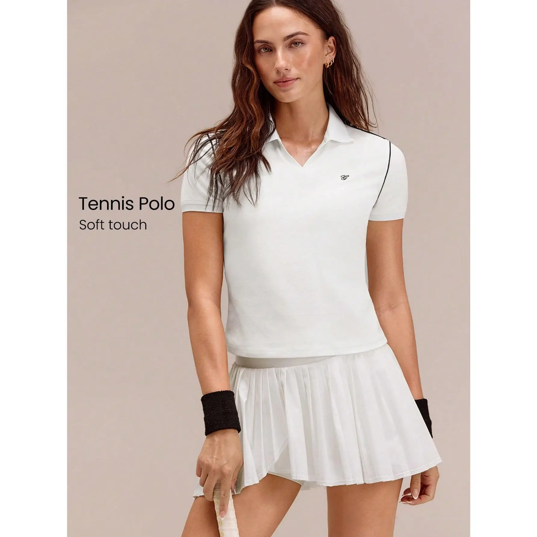 GLOWMODE Cotton Pique Glow Match Hip Length Slim Fit Front Logo Contrast Piping Knit Flat Collar Polo Tee Tennis Golf Pickleball Daily Casual Wear