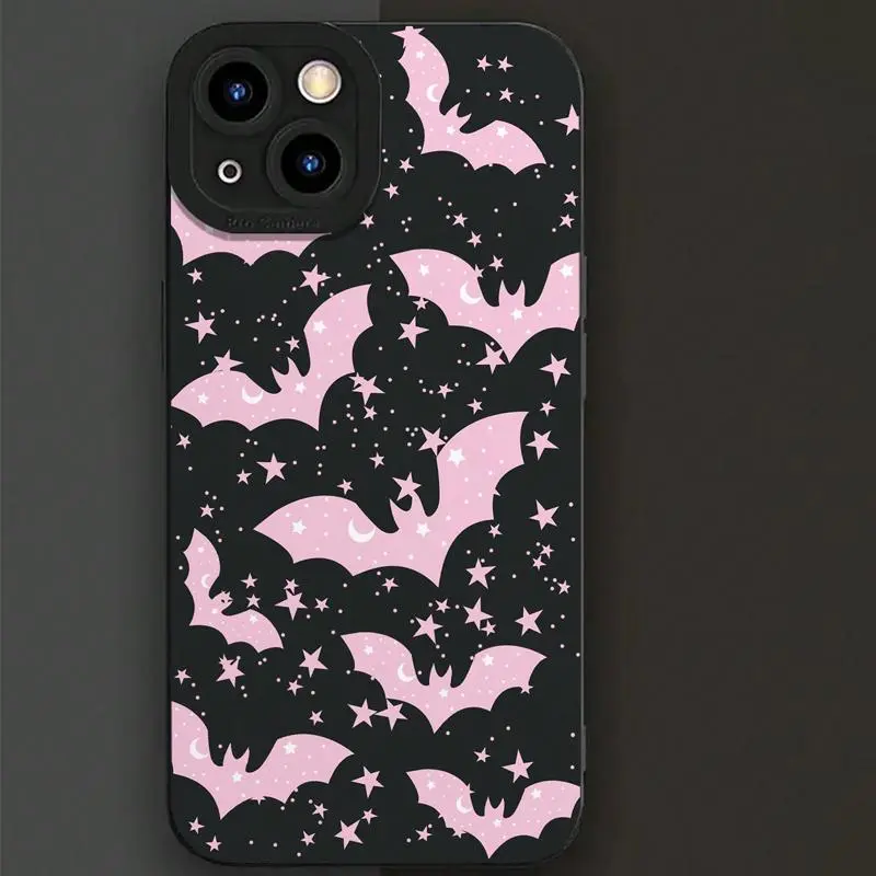 Bat Pattern Phone Case, Anti-fall Phone Protector Cover, Shockproof Phone Protective Case Compatible with iPhone 16 15 14 13 12 11 Series Casing Cellphone Protection TPU Cellphone Casing, Smartphone Protective Casing