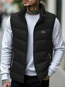 Men's Autumn Winter Thick Vest Gilet, High Fashion Casual Simple Versatile, Loose Plain Color Top, Warm Outdoor Travel Dating Gift
