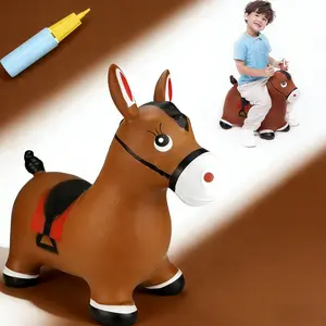 Bouncy Horse Hopper Toys, Toddlers Bouncing Farm Animals Inflatable Jumping Hopping Horse, Ride on Rubber Bouncer for Kids, Outdoor Indoor Cool Birthday Gifts for 2 3 4 5Year Old Girl Boy
