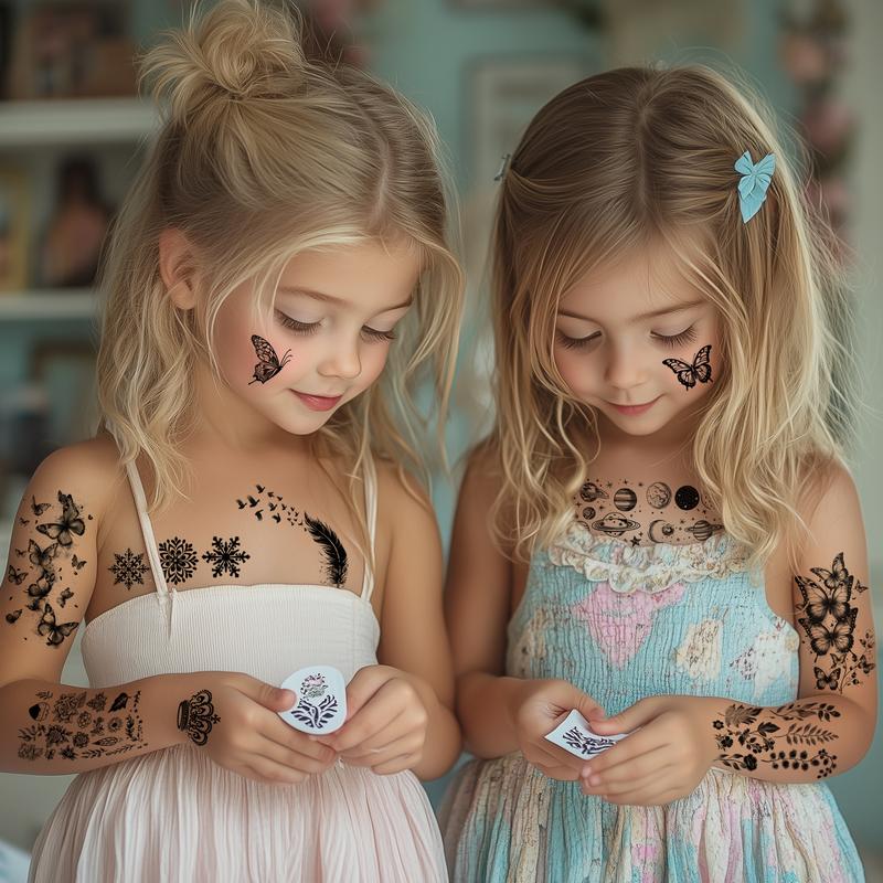 72 Sheets Halloween Temporary Tattoos for Men Women Adults - Black 3D Realistic Scary Animals Skulls Scars, Fake Tattoos Set for Cosplay Arm Sleeve Neck, Waterproof Long-Lasting Body Tattoo Sticker Gothic