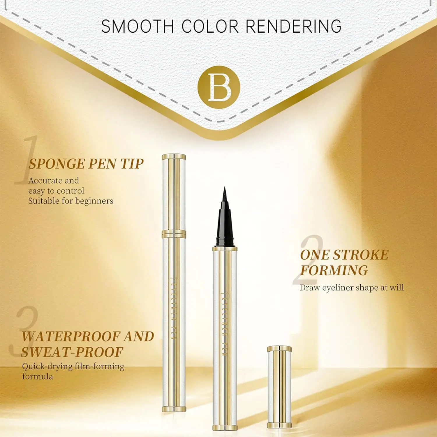 Waterproof Eyeliner Pen with Smooth Sponge Tip Long Lasting Intense Black Quick Dry Sweat Resistant Makeup Tool