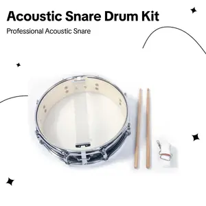 13x3.5 in Poplar Wood & Metal Acoustic Snare Drum Kit - Professional Single Drum with Drumsticks, Key, Strap, Durable Bright-Sound Percussion Instrument for Beginners, Festive Musical Gifting, Snare Drums