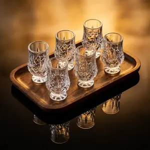 1.35oz (40ml) Luxury Crystal Shot Glass Set of 6, Stylish Whiskey Tasting Cups for Parties, Whiskey Glasses