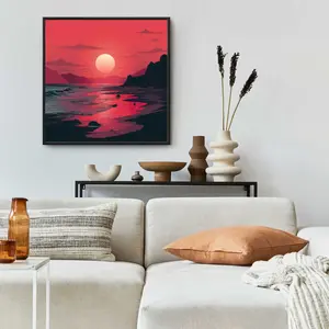 Conscious Sales C1FC242444ELR5 24 x 24 in. Red Sky - Purple Framed Canvas Art for Home Decor