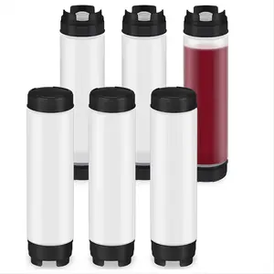 6 Pcs 16 Oz Condiment Squeeze Bottles Inverted Plastic Squeeze Bottle for Sauces Refillable Tip Large Valve Dispenser