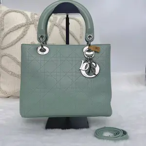 Pre-owned Dior Lady | Mint Green Grained Calfskin Silver Hardware Handbag|19608616