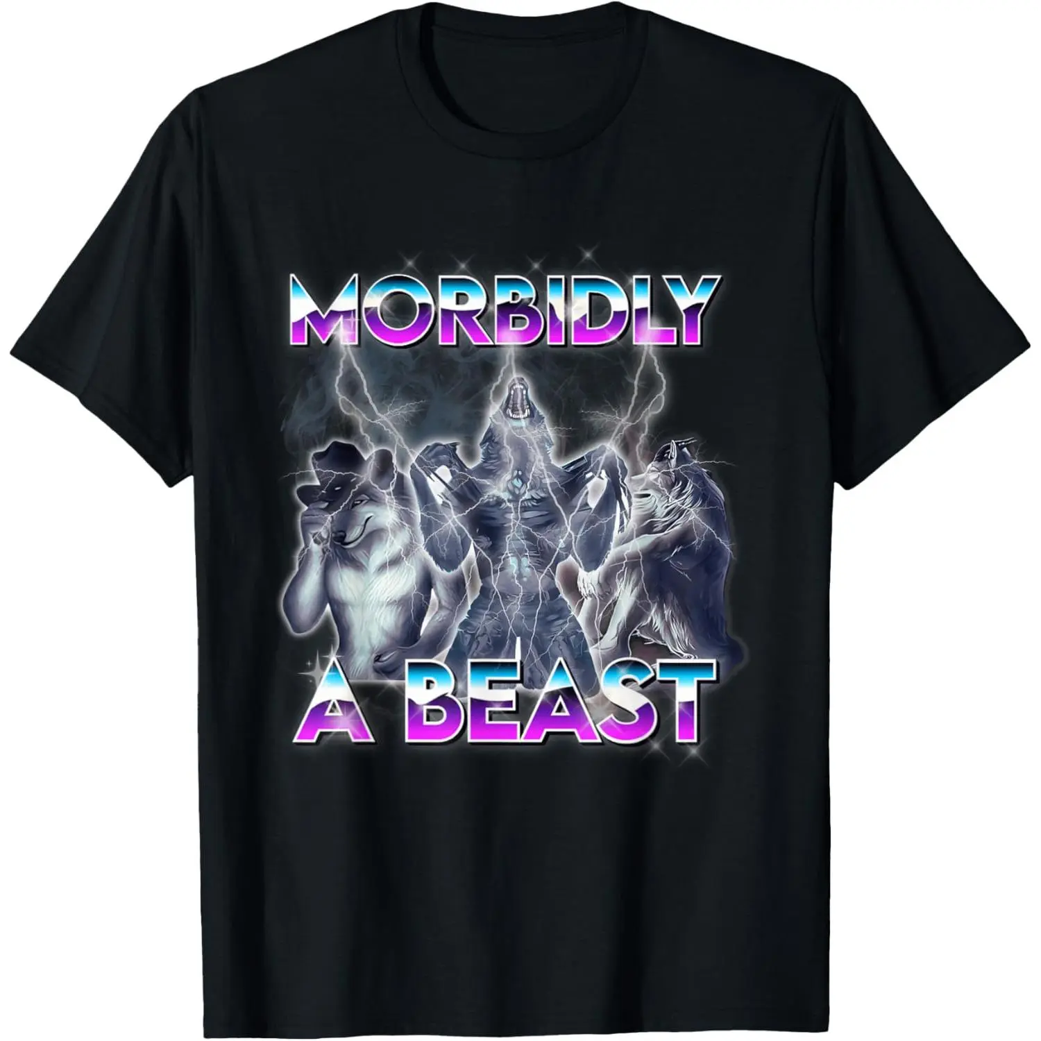 Funny Alpha Wolf Meme Morbidly A Beast T-Shirt
