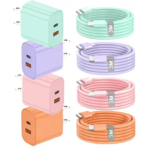 for iPhone 17 16 15 Fast Charging kit , 20W USB C+18W USB-A Charger Block with 10FT USB-C to C Cable Type C Wall Charger Block for iPhone 17 16/16 Plus/16 Pro Max/iPhone 15/15 Pro Max/iPad adapter