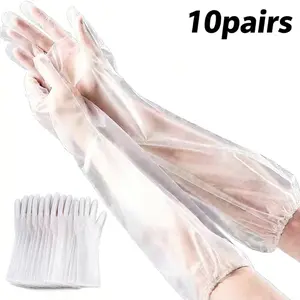 Extended Thick Disposable Protective Gloves 10 Pairs, Food Grade Tpe/pe Transparent Long Sleeve, Kitchen Dishwashing Household Cleaning