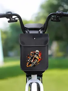 Handlebar bag with motorcycle rider design, easy to install, multi-functional storage bag, perfect for outdoor enthusiasts.