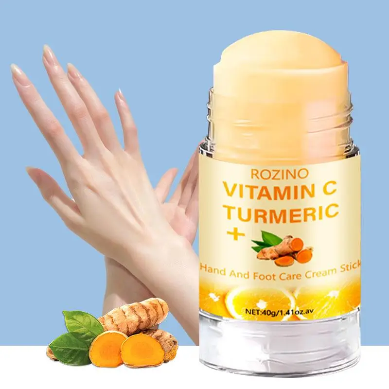 40g Turmeric Vitamin C Hand Balm Stick, Moisturizing Hand Cream Foot Care Balm for Dry Cracked Skin, Foot Moisturizer, Hydrating Lightweight Hand & El