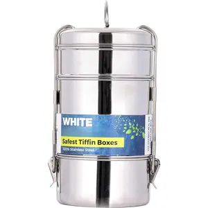 Lunch Box For Adults Stainless steel Indian Tiffin Large Bento box Four Compartment For Adults Work/Office/Camping - Dishwasher safe (4 Tier)