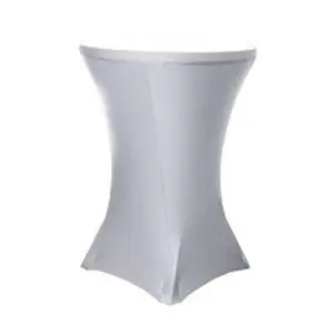 Tektrum 36-inch Highboy Cocktail Fitted Spandex Stretch Square Corner Tablecloth, Stretchable Elastic Table Cover Table Linens, 36" Round x 42" Tall-Wedding, Party-Wrinkle Free, Premium Fabric (White)