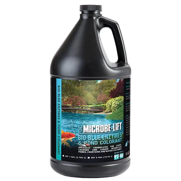 Microbe-Lift MLBBG4 Bio-Blue Enzymes & Pond Colorant, 1 gal - Blocks Out Specific Light Rays, Colors Water Blue, Creates Healthy Pond Environment, Mixes Completely in Hours