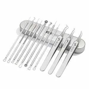 Stainless Steel 11-Piece Pimple Popper Tool Kit Blackhead Remover Set with Box Lightweight Pore Acne Treatment Tools for Home or Travel