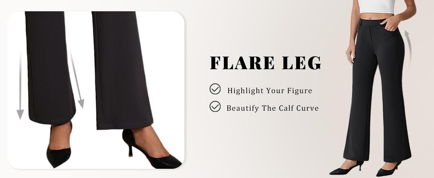 DLOODA Women's High-Waisted Stretchy Business Casual Pocket Pants - Pull-On Flared Full-Length Office Work Clothes, Machine-Washable Basic Plain Bottoms for Office,clothes for back to school,first day of school outfits DLOODA Women's High-Waisted Stretchy Business Casual Pocket Pants - Pull-On Flared Full-Length Office Work Clothes, Machine-Washable Basic Plain Bottoms for Office,clothes for back to school,first day of school outfits