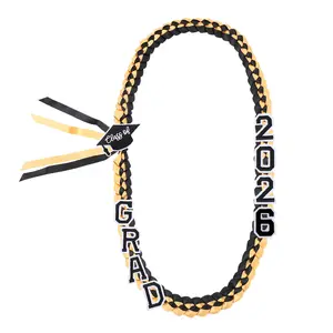 New arrival double layer satin ribbon graduation wreath braided collar gift ribbon ribbon rope honor rope handmade ribbon wholesale