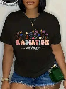 100% Cotton Radiation Oncology Nurse Funny Radiation Therapist T-Shirt Round Neck Short Sleeve T-Shirt Women's Men Graphic Tee