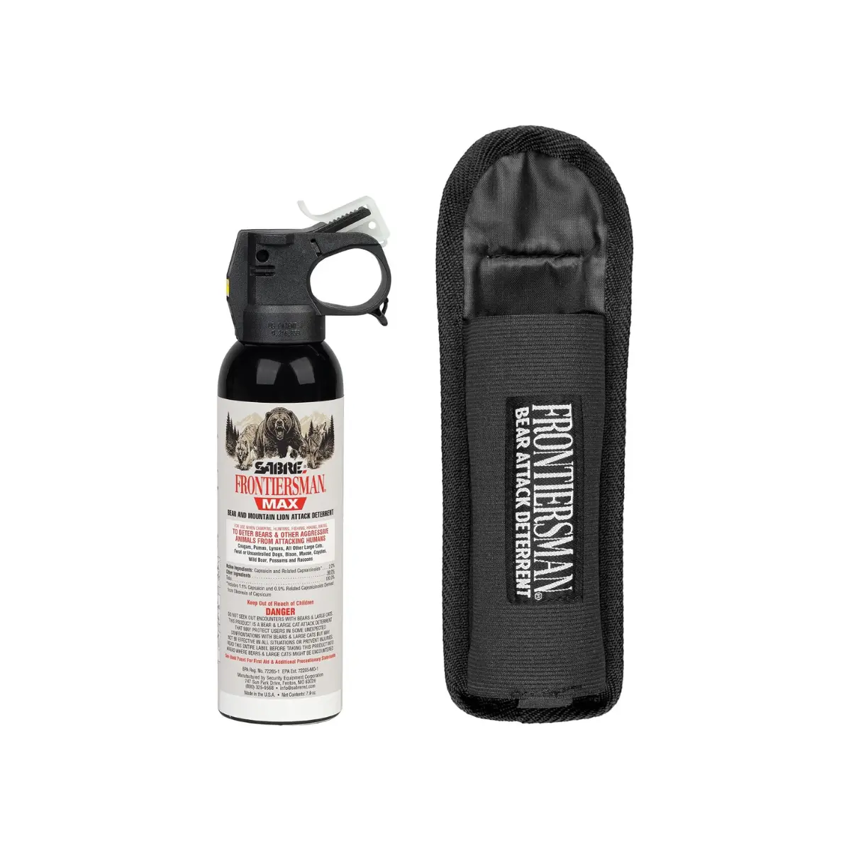 SABRE Frontiersman MAX Bear Spray & Mountain Lion Deterrent - 40-Foot Range, 2% Max Strength Major Capsaicinoids, Self Defense for Hiking, Camping, Outdoor Activities