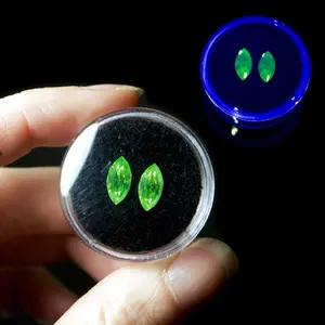 (2) Two UV Reactive Uranium Navette Rhinestones