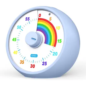 XY-TIM02 Visual Timer for Kids, 60-Minute Countdown Timer for Classroom Office Kitchen, Desk Timer Kids Time Management Tools with Silent Operation, Pomodoro Time Rainbow Pattern (Aquamarine) Utensils