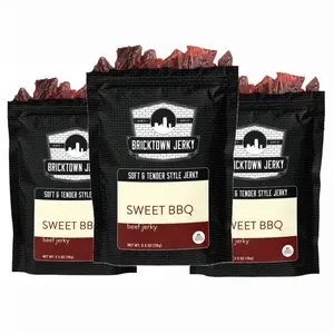 3 Pack - Soft and Tender Sweet BBQ Beef Jerky - Bold Sweet and Smokey BBQ Flavor - Perfect Blend of Premium Ingredients, Made in the USA, USDA Certified High Protein Dried Meat Snack - 7.5 oz.