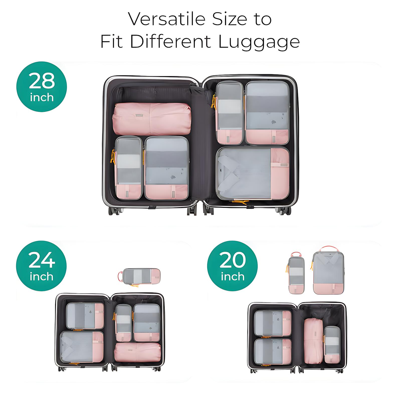 6-Piece Compression Packing Cubes for Suitcases, Polyester Travel Luggage Organizers, Multifunctional Storage Bags for Travel & Party Activity Supplies