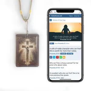 Daily Bible Verse Car Hanging Tag with NFC, Wearable Christian Tag with Neck Strap, Inspirational Bible Gifts for Men & Women
