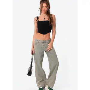 EDIKTED Magda Low Rise Acid Wash Jeans